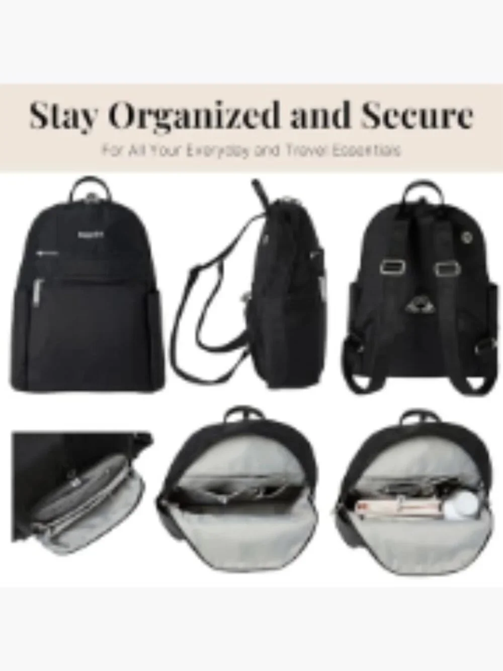 Anti-theft Travel Backpack Slash-Resistant Nylon RFID Blocking Daypack with